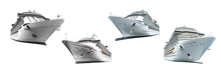 Collection of yacht isolated on transparent background. Generated AI