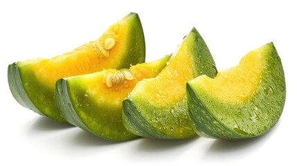 Pumpkin slices in green isolated on a white background