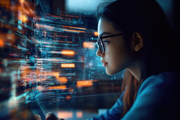 AI cyber security threat illustration for students exploring data coding in information technology education, emphasizing modern challenges and solutions.