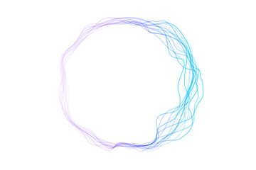 Poster - Abstract doodle lines wave round frame colorful purple and blue gradient isolated on transparent background. Vector in concept technology, science, music, modern.