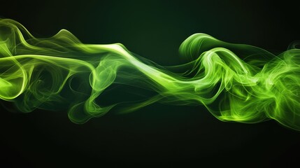 Poster - Abstract green smoke on black. Perfect for designs that need a mystical or flowing effect.