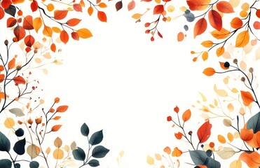 Canvas Print - Watercolor Fall Leaves Frame