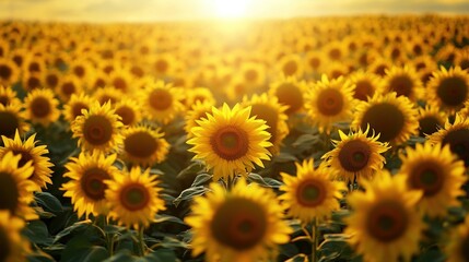 Canvas Print - Sunflowers Field at Sunset