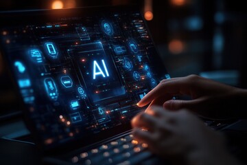 Poster - Artificial Intelligence Concept On Laptop Screen