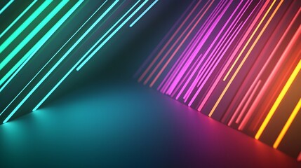 Aufkleber - Mesmerizing Futuristic Glowing Lines and Multicolored 3D Digital   Abstract Vivid Neon Pattern with Innovative Geometric Shapes and Fluid Luminescent Movements