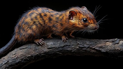 Poster - Close-up Portrait of a Small, Furry Rodent on a Branch