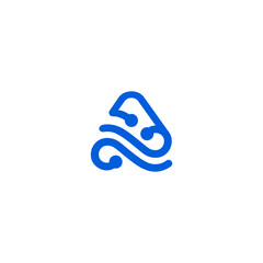 Letter A abstract digital technology network, global solution, logo design template.