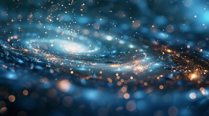 Leinwandbilder - A vibrant galaxy swirling with purple and gold hues illuminated by distant stars in the vastness of space, showcasing cosmic beauty and wonder