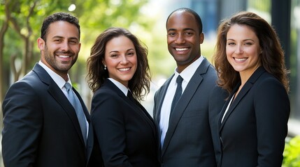 Wall Mural - Professional Business Team Portrait in Urban Setting