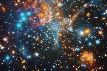 Leinwandbilder - A stunning view of distant galaxies and stars captured in the depths of space shows intricate cosmic patterns and vibrant colors illuminated by ancient starlight