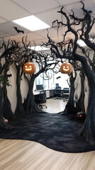 Wall Mural - spooky halloween details in modern open office landscape