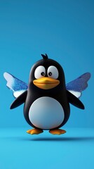 Canvas Print - Cute Cartoon Penguin with Wings