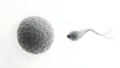 Egg cell and sperm cell isolated on a white background