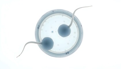 Egg cell and sperm cell isolated on a white background