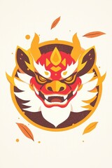 Sticker - Fierce Dragon Head Illustration in Autumn Colors