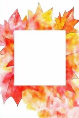 Wall Mural - Autumn Leaves Frame with White Space