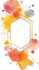 Poster - Abstract Watercolor Background with Geometric Hexagon Frame