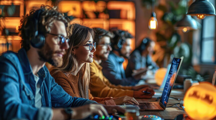 Canvas Print - A diverse group of professionals working remotely from home, representing the rise of remote work in the post-pandemic era.