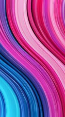 Wall Mural - vibrant wave pattern with flowing lines in shades of pink and blue, creating a dynamic and modern ab