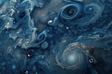 Aufkleber - A mesmerizing view of swirling cosmic clouds and celestial bodies in deep space, showcasing vibrant blues and hints of starlight in a captivating cosmic scene