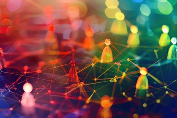 Leinwandbilder - Colorful abstract representation of interconnected figures illustrating social networks and relationships in digital environments
