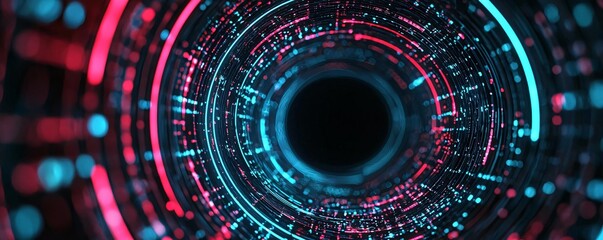 Wall Mural - a mesmerizing abstract representation of digital data flow, featuring vibrant blue and pink neon lig
