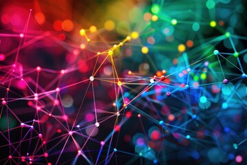 Leinwandbilder - Colorful abstract representation of interconnected figures illustrating social networks and relationships in digital environments