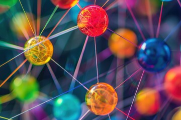 Leinwandbilder - Colorful abstract representation of interconnected figures illustrating social networks and relationships in digital environments