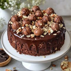 Wall Mural - chocolate cake with nuts