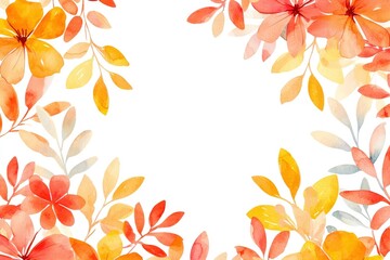 Wall Mural - Watercolor Floral Frame with Yellow and Orange Flowers