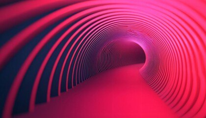 Wall Mural - a vibrant, abstract tunnel with dynamic pink and purple lighting, creating an immersive visual exper