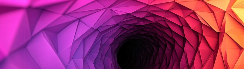 Poster - a vibrant abstract tunnel design featuring colorful triangular patterns, creating a sense of depth a