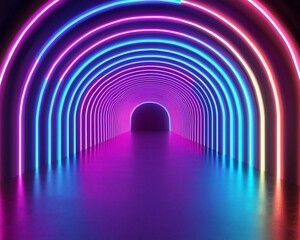 Wall Mural - a vibrant neon tunnel with colorful lights, creating a surreal and captivating atmosphere, perfect f