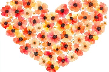 Wall Mural - Watercolor Heart of Flowers