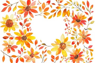 Poster - Watercolor Autumn Floral Frame