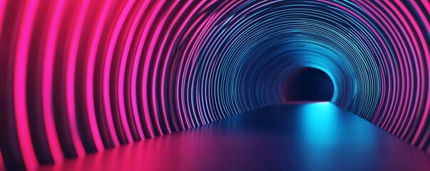 Wall Mural - a vibrant tunnel illuminated with pink and blue lights, creating a surreal atmosphere perfect for fu