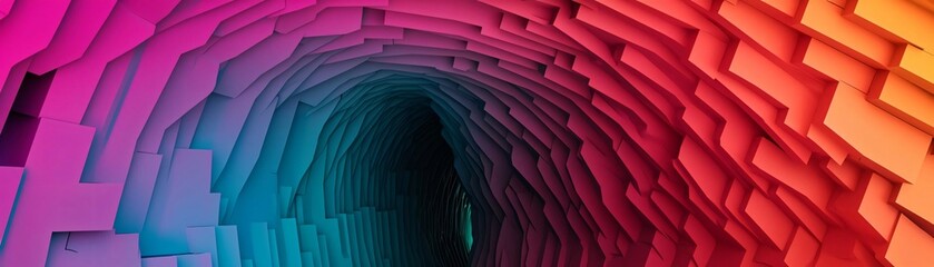 Wall Mural - a vibrant tunnel of colors, blending shades of pink, blue, and orange, creating a dynamic and mesmer