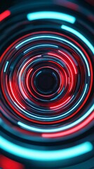 Wall Mural - abstract circular pattern with vibrant red and blue light trails, creating a dynamic and modern visu