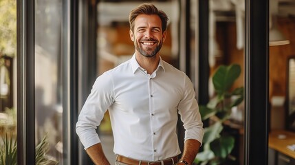 Canvas Print - Confident Businessman in Modern Office Environment