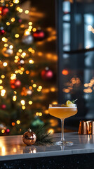 Sticker - Stylish Christmas Bar with Festive Cider Cocktails and Modern Decor  