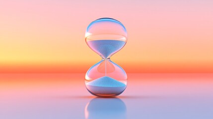 Wall Mural - a futuristic hourglass with transparent glass and silver sand falling representing the inevitable pa