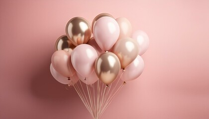 Wall Mural - Balloons on pastel pink background. 3d rendering