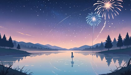 Happy new year eve Elegant fireworks illustration background 