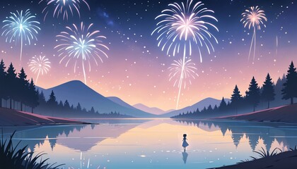 Happy new year eve Elegant fireworks illustration background 