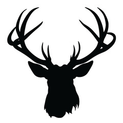 deer head Black and white vector illustration animal silhouette for T shirt print