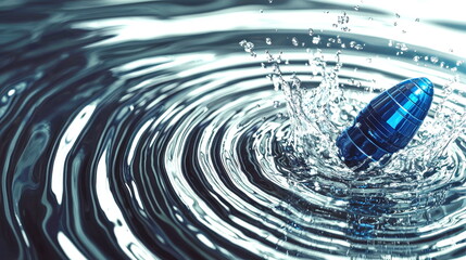 Poster - Blue Object Splashing in Water.