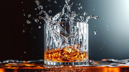 Wall Mural - Whiskey Splash in Glass.