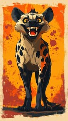 Wall Mural - Cartoon-style hyena with exaggerated features and bold colors, adding a playful and mischievous element.