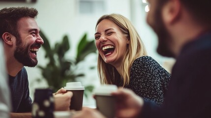 Wall Mural - Joyful Friends Sharing Laughter Over Coffee