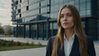 © Tengkwa - Confident Businesswoman:  A young, successful businesswoman stands confidently outside a modern office building, exuding professionalism and ambition. Her expression conveys determination and success.